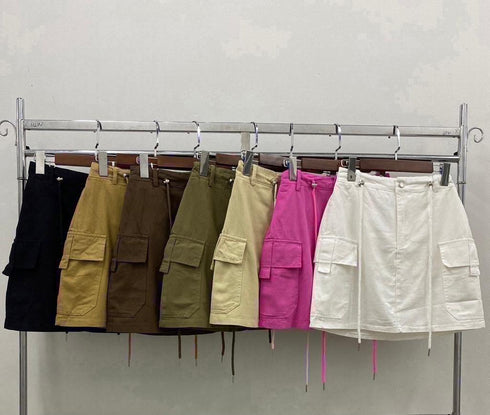 Summer Casual Cargo High Waist Drawstring Skirts
